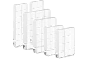 ASOFELK 6PCS Acrylic Stamping Block, Clear Acrylic Block for Stamping, Stamp Block Decorative Stamp Block for DIY Craft, Stamping Block Scrapbooking Craft Making, Clear Stamping Blocks Tool