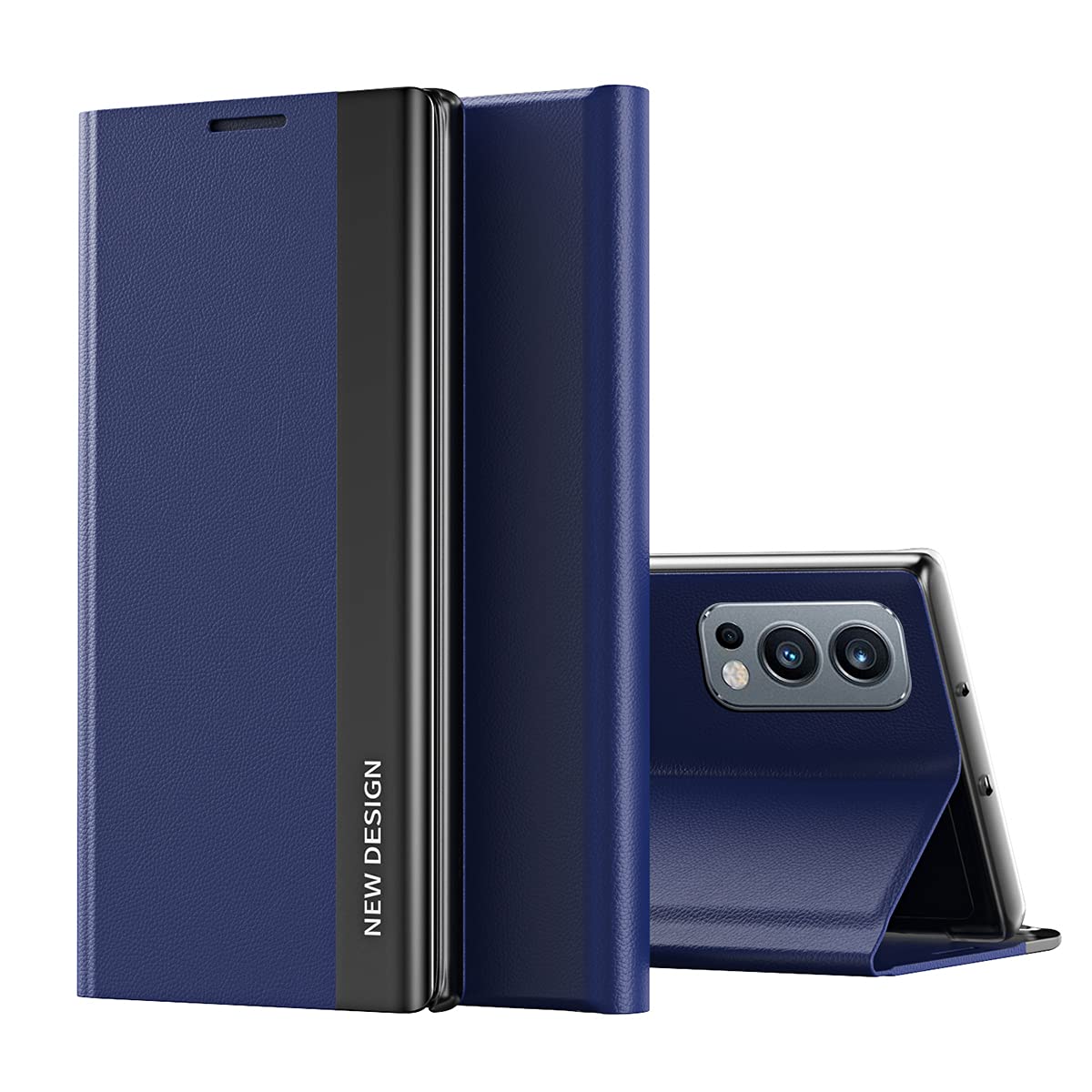 COQUE Case for OnePlus Nord 2 5G Cover,Smart Phone Flip Right Side Magnetic Leather Shell,Shockproof TPU Phone Cover for OnePlus Nord 2 5G-Dark Blue