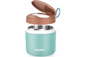Spoilu Insulated Food Container for Kids - 15.2 Oz, Stainless Steel Vacuum Insulated Kids Food Jar with Folding Spoon, Leak Proof, Vacuum Insulated Thermo, Portable Food Bowl, Blue