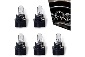 leechio T5 Dashboard Light, 12V 1.2W Waterproof Heat-resistant High Brightness Indicator Halogen Lamps, Standard Dock Plug and Play Indoor Light Bulb Replacement, Universal for Cars (White #DB401)