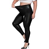 Cheapestbuy Women's Plus Size Faux Leather Leggings High Waisted Pleather Pants Sexy PU Butt Lifting Leather Tights