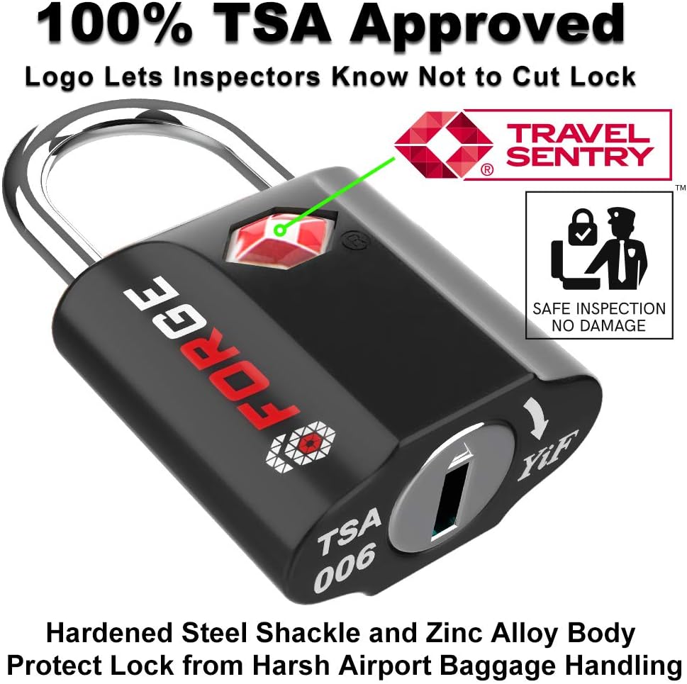  | Black 4 Pack TSA Approved Travel Luggage Locks Ultra-Secure Dimple Key Travel Locks with Zinc Alloy Body | Luggage Locks