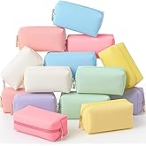 Kigeli 15 Pcs Aesthetic Makeup Bags PU Leather Cosmetic Pouches Waterproof Plain Toiletry Bags Makeup Pouches Bulk for Women Party Gift Travel Storage Organizer(Vivid Color)
