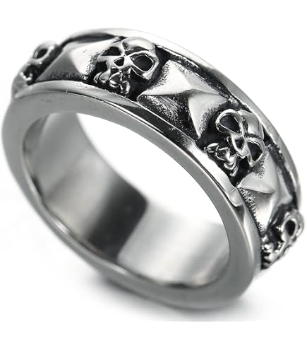 SAINTHERO Men's Vintage Stainless Steel Band Rings Gothic Devil