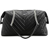 What Goes Around Comes Around Women's Pre-Loved Chanel Black Calfskin Chevron Quilted Duffle Bag, Black, One Size