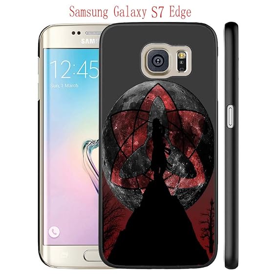 Samsung Galaxy S7 Edge Case Sasuke Uchiha Eternal Mangekyo Sharingan Drop Protection Never Fade Anti Slip Scratchproof Black Hard Plastic Case