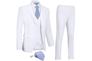 Amyox Men's Slim Fit 3 Piece Suit Two Button Business Wedding Dress Tux Suit Set Jacket Vest Pants with Tie
