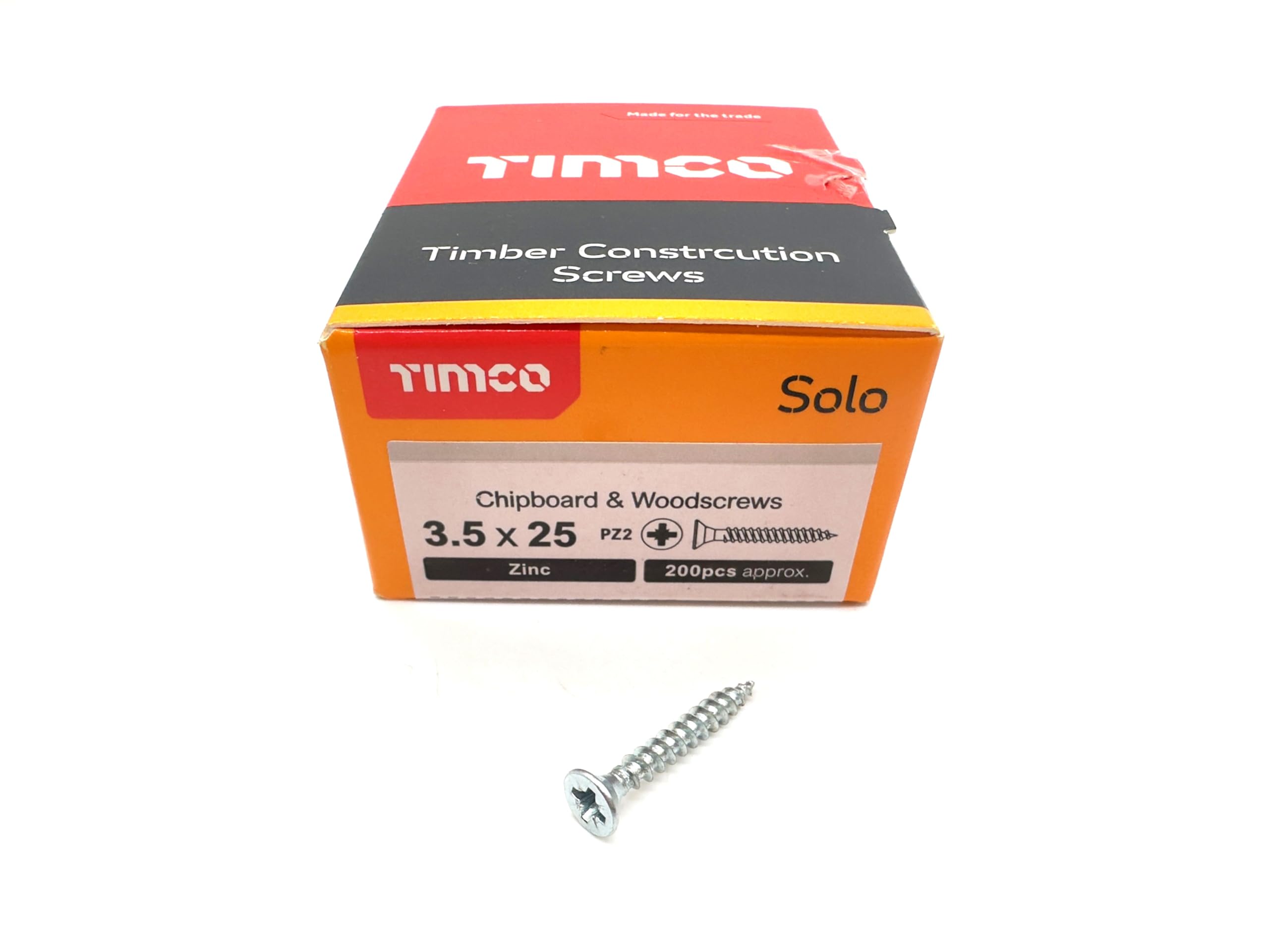 200 Pcs Silver Wood Screws Double Countersunk General Purpose (3.5mm x 25mm)