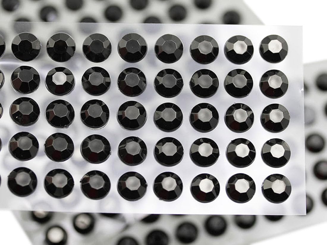 Photo 1 of 10mm SS46 Black Self Adhesive Acrylic Rhinestones Plastic Face Gems Stick On Body Jewels for DIY Cards and Invitations Crafts Bling Sticker - 5 Sheets - 250PCS