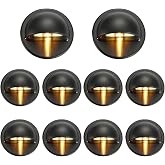 FVTLED Pack of 10 Warm White Low Voltage LED Deck Lights kit &Phi;1.38 Outdoor Garden Yard Decoration Lamp Recessed Landscape Pathway Step Stair Warm White LED Lighting, Black