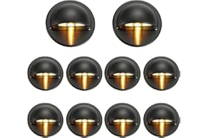 FVTLED Pack of 10 Warm White Low Voltage LED Deck Lights kit Φ1.38 Outdoor Garden Yard Decoration Lamp Recessed Landscape Pathway Step Stair Warm White LED Lighting, Black