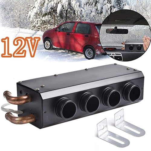 12V Car Heater Fan Car Defogger Portable 3 in 1 Function 4 Outlet for Car Windshield Defogger