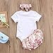 3PCS Newborn Infant Baby Girls Outfit Clothes Romper Jumpsuit Bodysuit + Pants + Headband Set