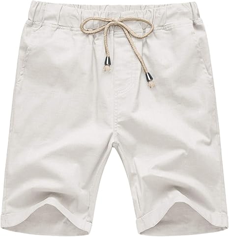 mens cotton elastic waist shorts