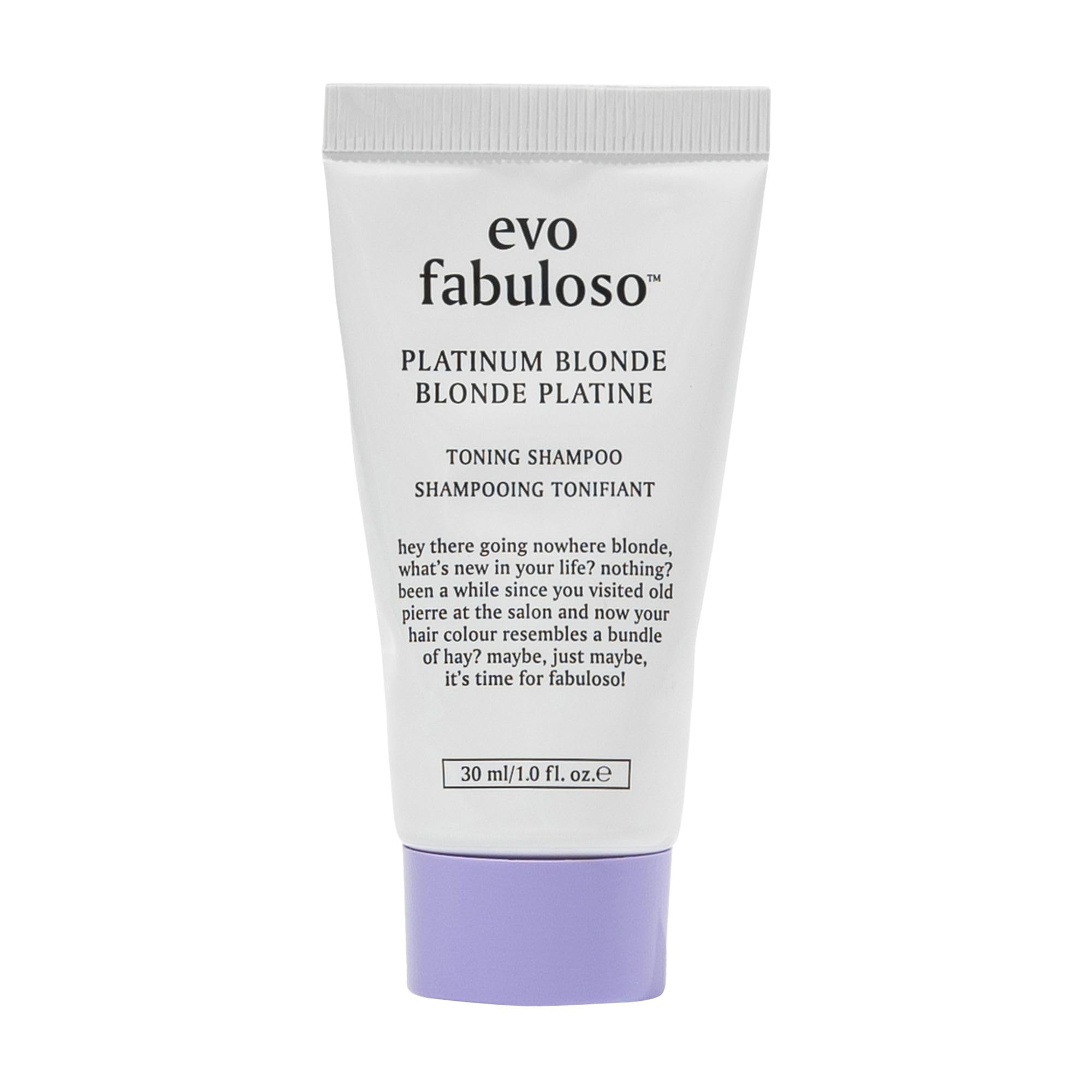 Evo Fabuloso Platinum Purple Toning Shampoo for Blonde & Grey Hair - Brass Neutralising & Colour Correcting - 30 mL, Travel Size