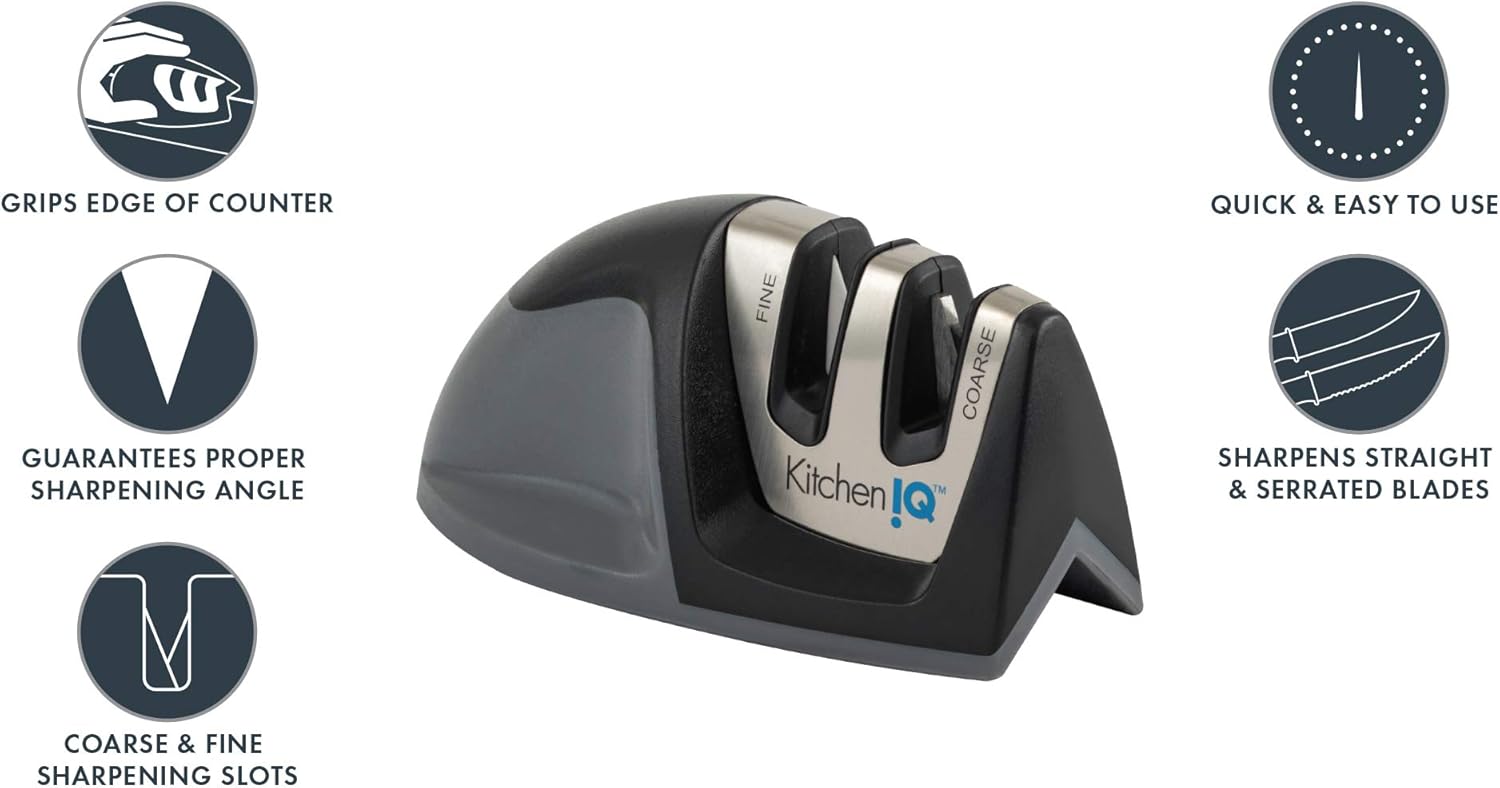 KitchenIQ 50009 Edge Grip 2-Stage Knife Sharpener, Black: Kitchen & Dining