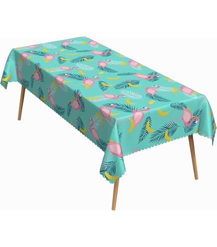 DANSICUINI Flamingo & Palm Leaf Tablecloth - 54x72 Inch Rectangular Polyester Table Cover For Dining, Parties, Outdoor - View #8