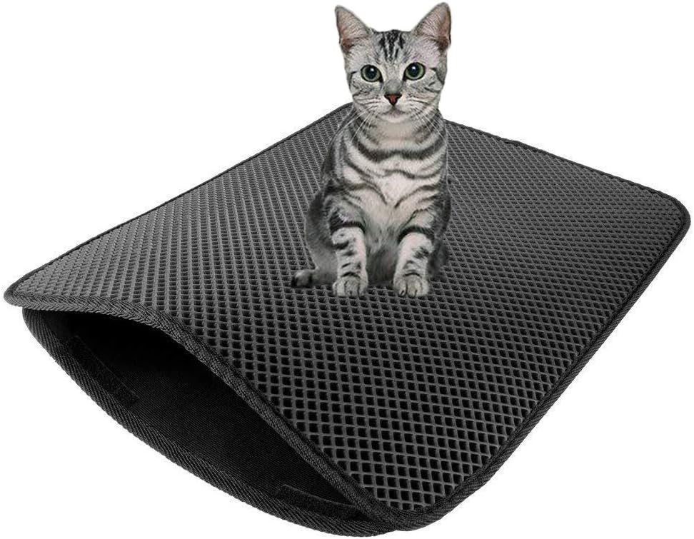 QAZWE Cat Litter Mat Design Cat Litter Catcher Mat Double Layer EVC