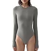 PUMIEY Women's Crew Neck Long Sleeve Bodysuit Sexy Tops Sharp Collection