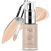 PÜR MINERALS 4-in-1 Love Your Selfie Foundation & Concealer - Longwear Full Coverage Liquid Makeup Foundation with Hydrating Blend for Refined-Looking, Natural Beauty Glow, Skin Texture & Tone
