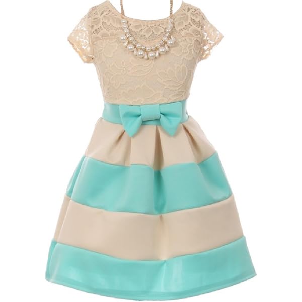 BNY Girls Sleeveless Lace Easter Dress With Necklace - Flower Girl Dress For Special Occasions - View #5