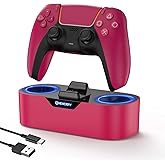 NEWDERY PS5 Controller Charger Station, Fast Charging Dock for PlayStation 5 Controllers, Single Controller Charging Stand Replacement for DualSense & DualSense Edge, Red