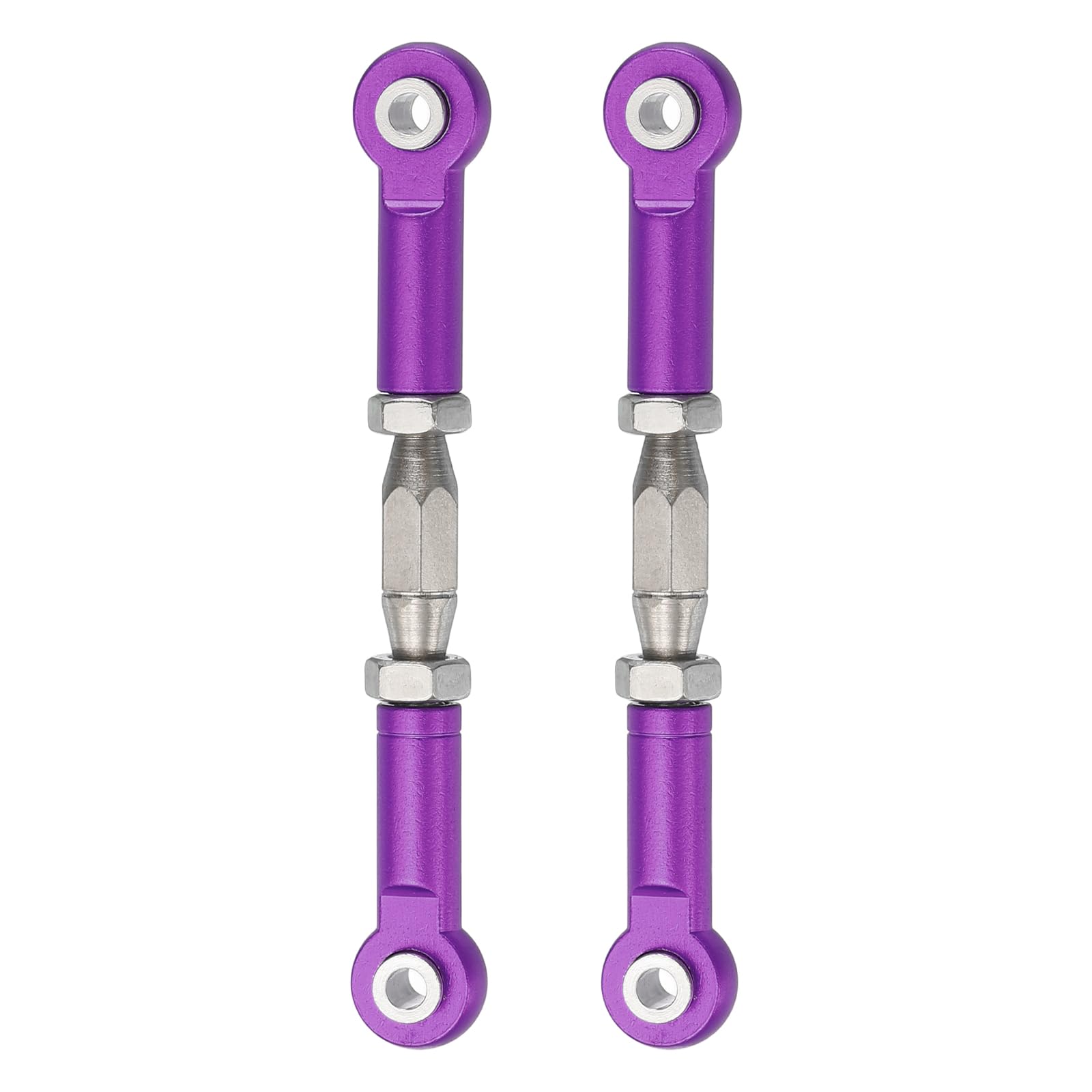 sourcing map 2 Pcs Steering Servo Turnbuckle Rod RC Aluminum Alloy Linkages for HSP 1/10 94123 On-Road RC Car (Purple, 62mm)
