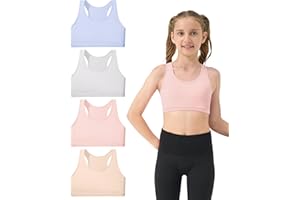Sascina Girls Sports Bras 6-11 Seamless Racerback Training Bras for Girls-No Pads, Chest Double Lined