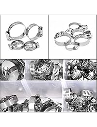 S304   Abrazadera ajustable de 8 a 1.732 in para manguera de acero inoxidable, juego surtido de 100 piezas, un destornillador de doble propósito incluido