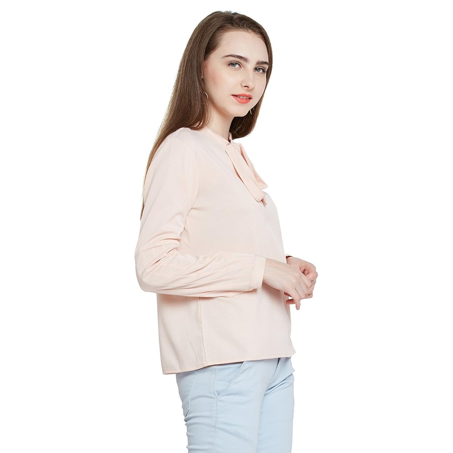 marie claire women peach-coloured solid top
