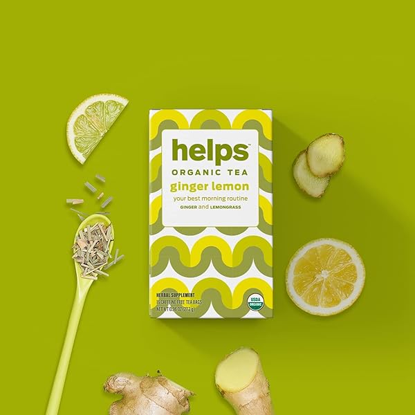 HELPS TEAS | HELPS GINGER LEMON TEA | ORGANIC HERBAL BLEND OF GINGER AND LEMONGRASS THAT PROMOTE A HEALTHY DIGESTION NATURALLY CAFFEINE-FREE| 16 TEA BAGS |