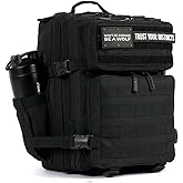 WOLFpak 25L Athletic Gym Backpack (Alpha Black) Durable 1000D Waterproof Oxford Material with MOLLE Webbing, Laptop Pocket & Dual Cup Holders