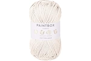 Paintbox Yarns 100% Cotton Aran Yarn 1.76oz (50g), 93 Yards (85m) - Champagne White Worsted Wool for Crochet, Knitting - Soft, Lightweight for Clothes