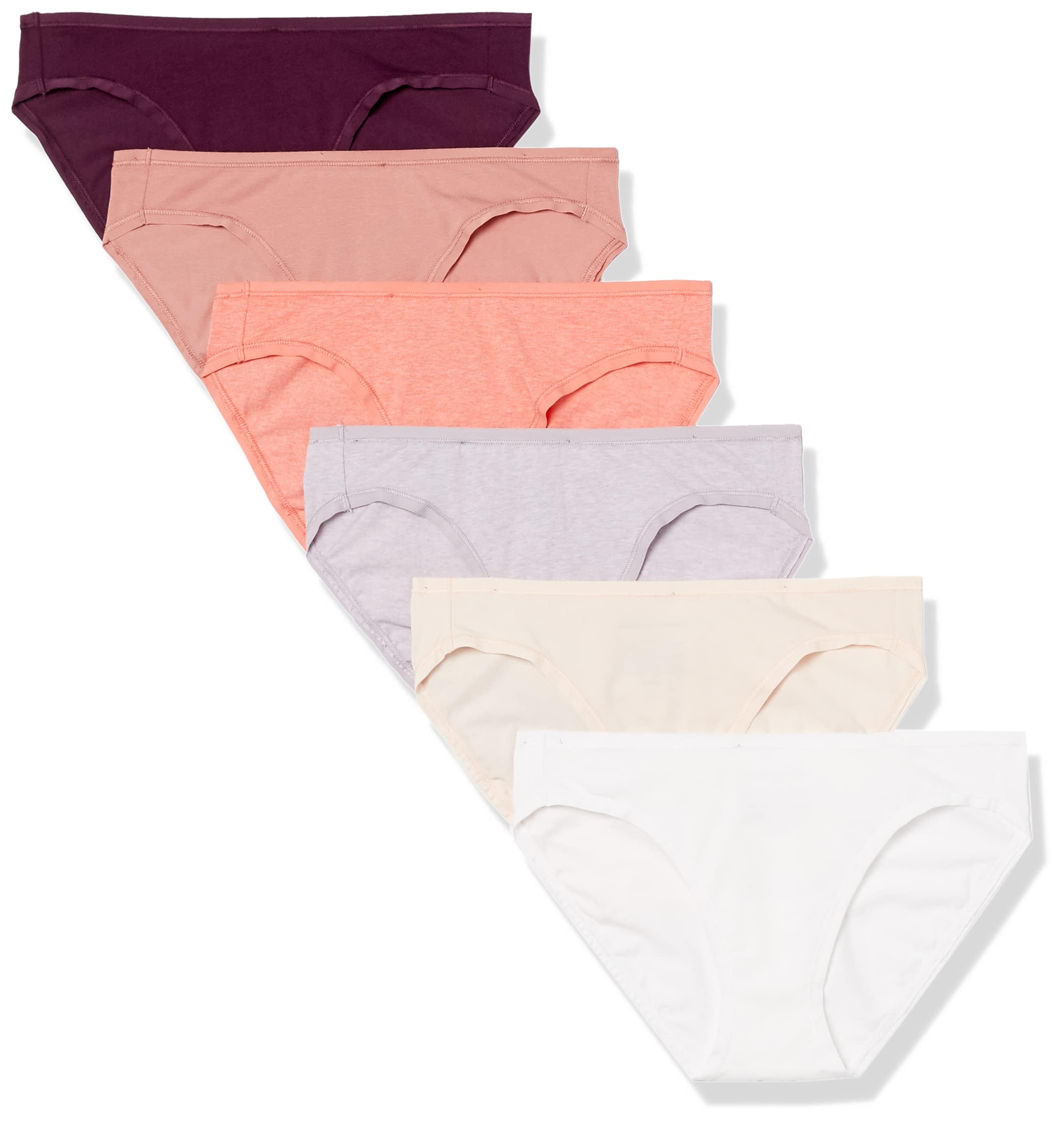 Photo 1 of Amazon Essentials Women's Cotton Bikini Brief Underwear (Available in Plus Size), Pack of 6, Neutral Shades, Medium