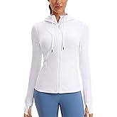 CRZ YOGA Butterluxe Hooded Athletic Jackets for Women - Full Zip Track Casual Tops with Thumb Holes Pockets
