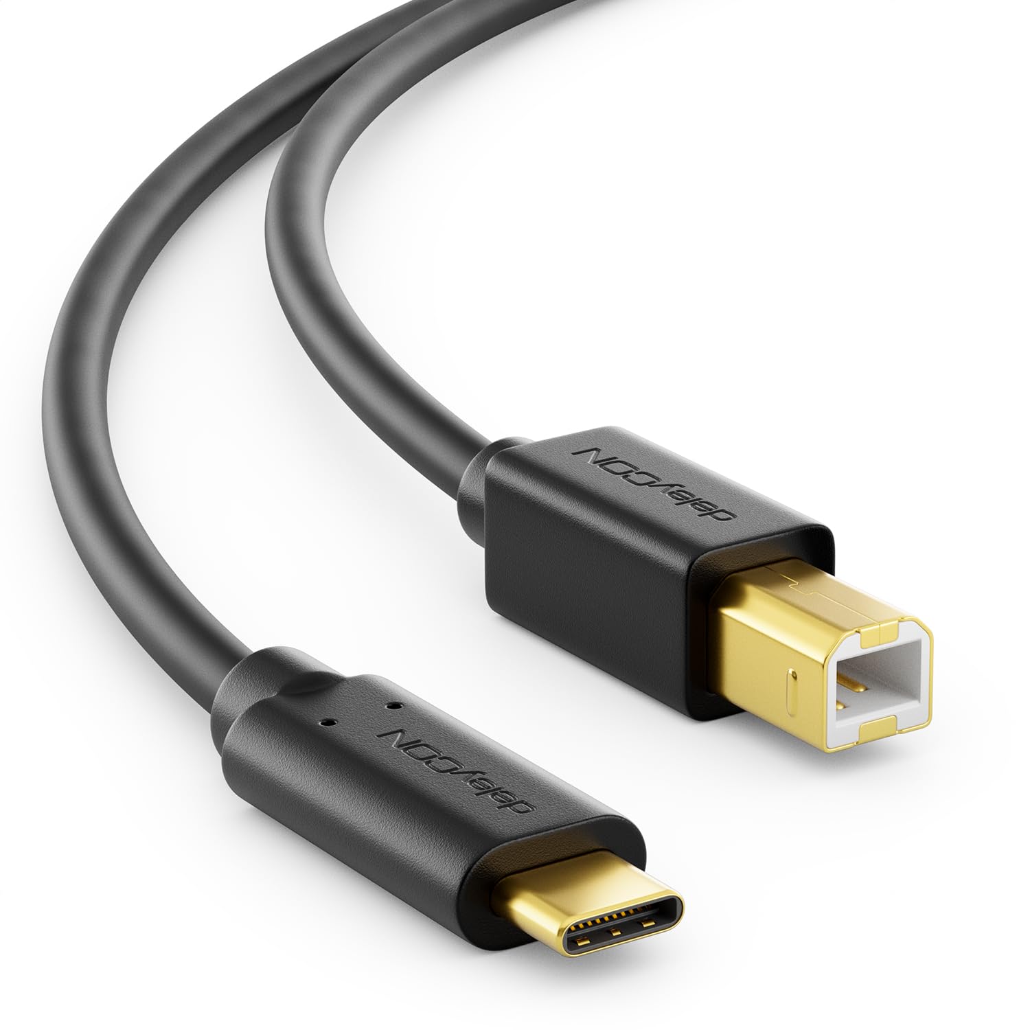 deleyCON 2m (6.56 ft.) USB 2.0 Cable - Plug Type 3.1 - USB C to USB B - Data Cable for e.g. Computer Printer External Hard Drive - Black