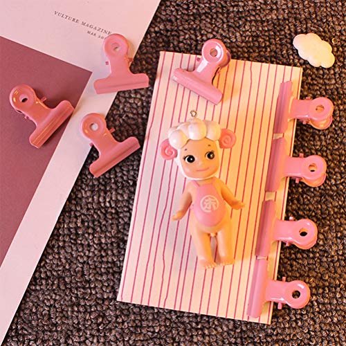 TOYMYTOY Pink Paint Paper Clips Paper Clamp Binder Clips Food Snack Sealing Iron Clip for Office School Home Use,20pcs