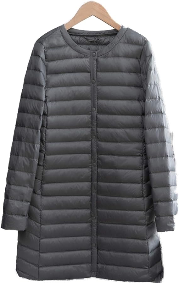 Amazon ダウンジャケット レディース ロング ダウン クルーネック 超軽量 長袖 アウトドア ライトダウン 通勤 防寒 防風 暖かい 薄手 登山 旅行 秋 冬 春 アウター 無地 シンプル キルティング コンフォート アウトウェア コート ジャケット 通販