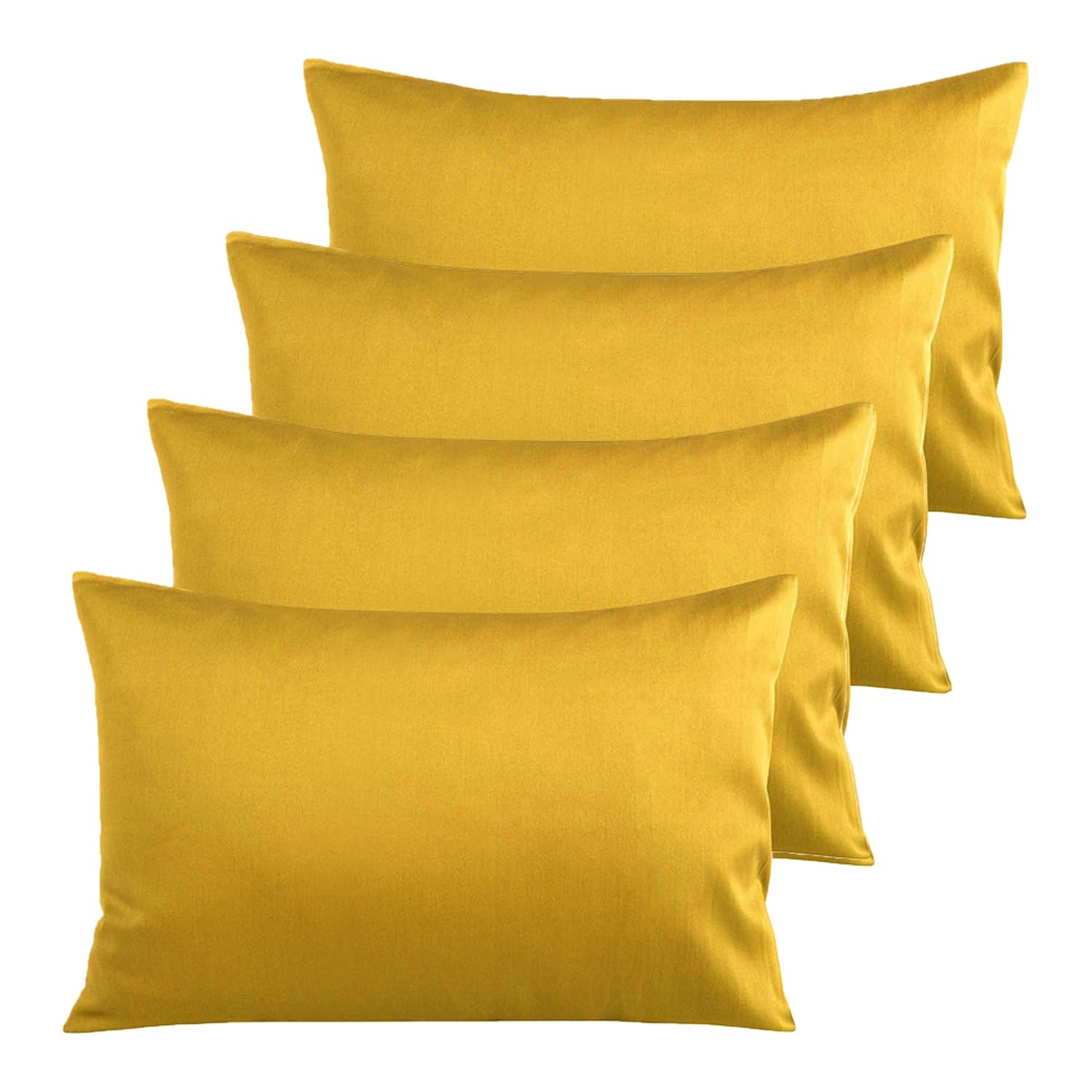 DTEX HOMES Pillowcases Pack of 4 Ultra Soft Polycotton Envelope Closure Pillow covers (Mustard-Housewife)