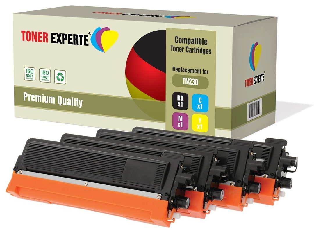 TONER EXPERTE Set of 4 Compatible with TN230 Premium Toner Cartridges for Brother DCP-9010CN HL-3040CN HL-3045CN HL-3070CN HL-3070CW HL-3075CW MFC-9120CN MFC-9125CN MFC-9320CW MFC-9325CW