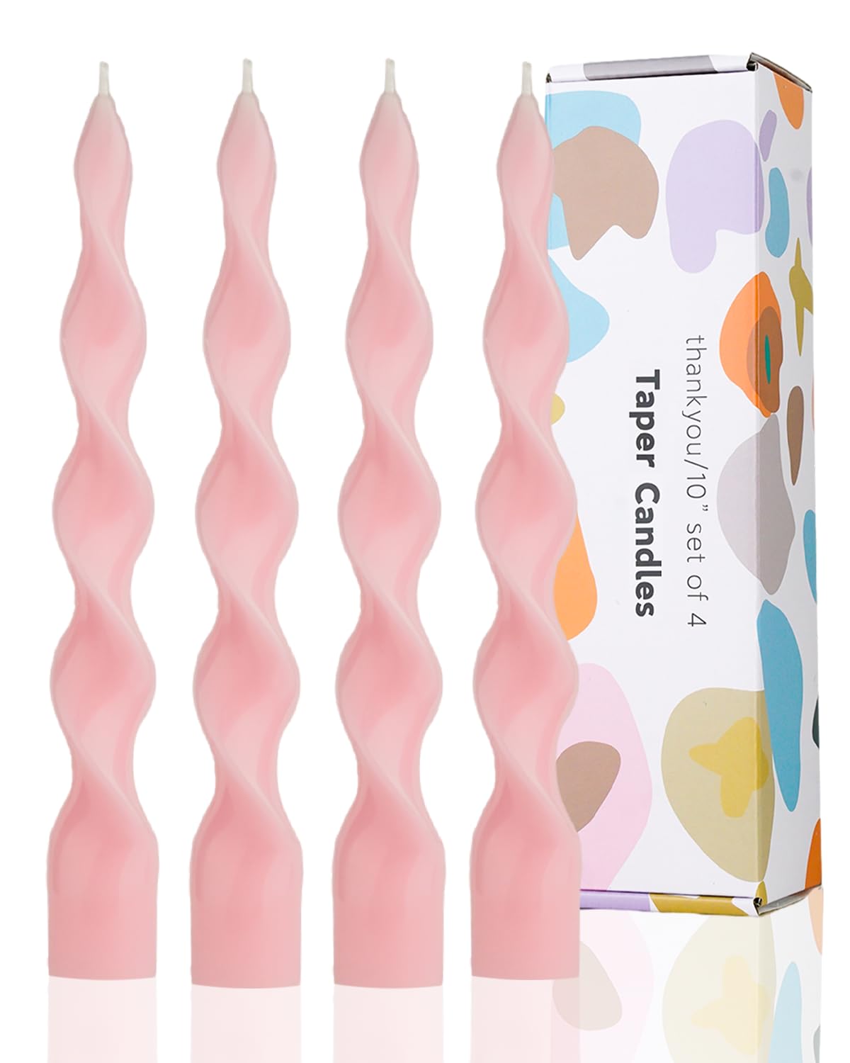 Photo 1 of LPUSA 9.8" Pink Tall Taper Candle Sticks Dripless Taper Candle Handmade from Vegan Soy Wax for Holiday Wedding Party Home Dinner Decoration Party and Any Occasion,Set of 4(Pink)