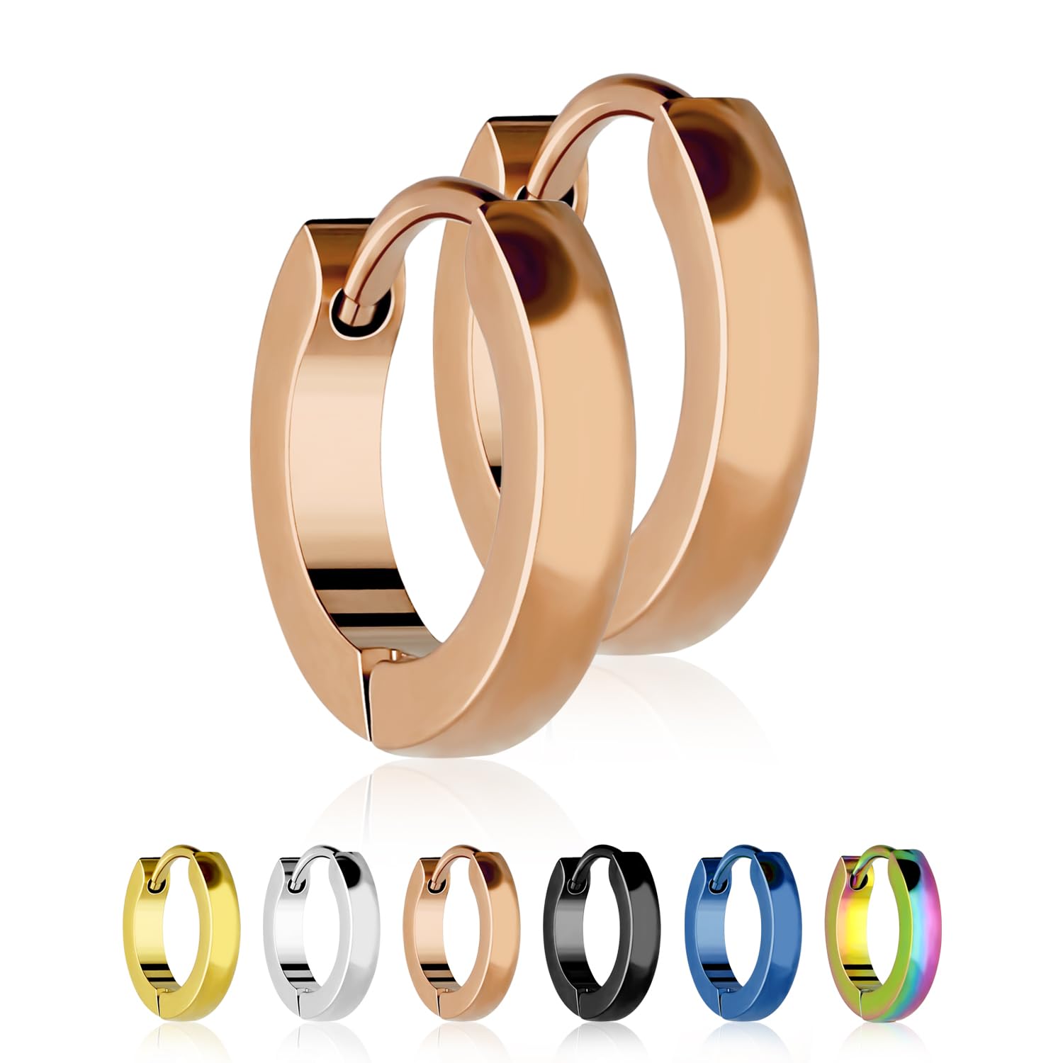 Treuheld® Narrow Creole Earrings Stainless Steel 6 Colours, schmal, Stainless Steel, No Gemstone