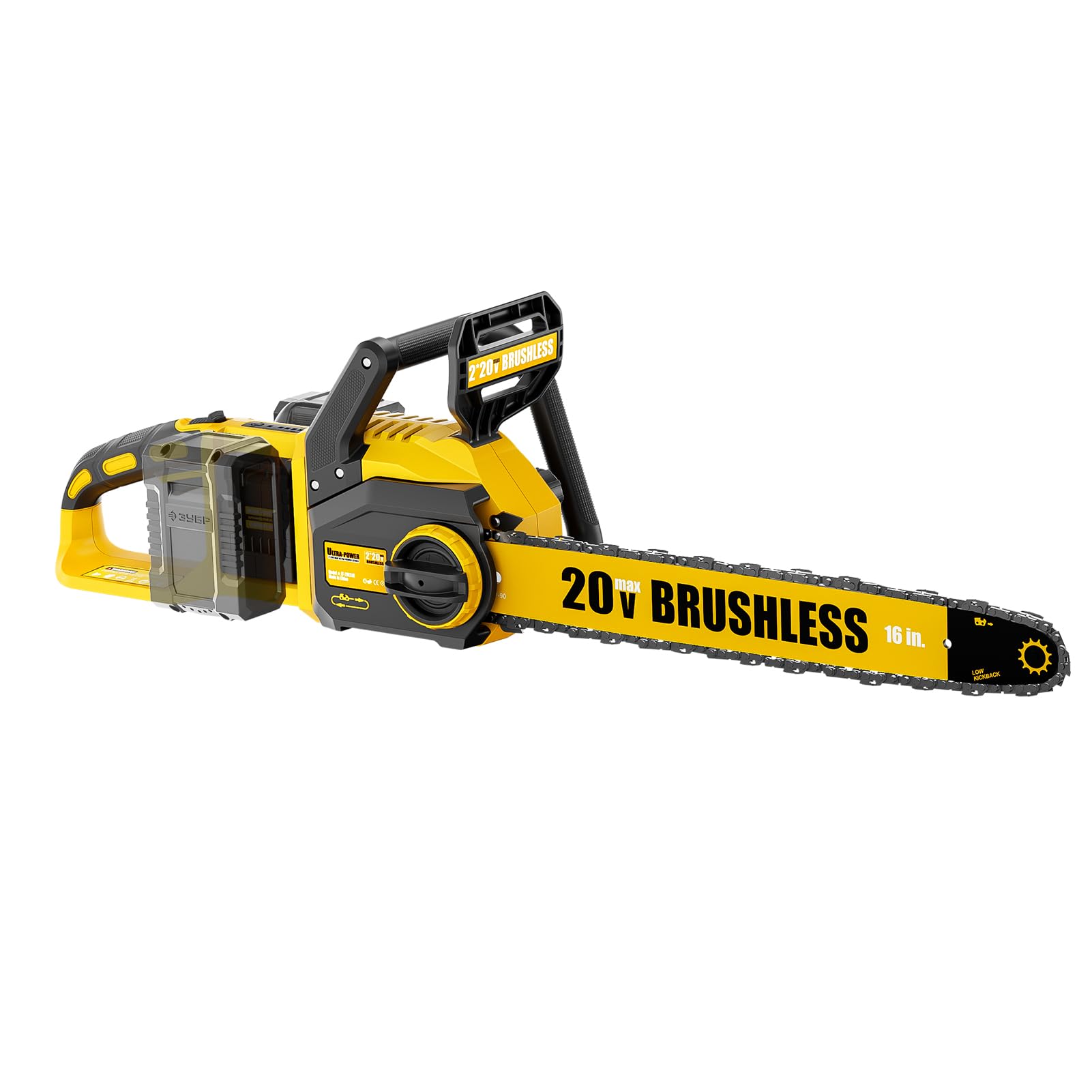 Photo 1 of Pyrcruax 40V(20V*2) 16" Brushless Chainsaw Cordless, Electric Chainsaw Fully Compatible with DeWalt 20V MAX, Auto-Oiling, Tool-Free Tensioning, Safety Chain Brake, Batteries and Charger Not Included