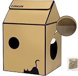 Conlun Cardboard Cat House with Scratching Board and Catnip Medium view 9