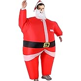Hollowfly Inflatable Christmas Santa Claus Suit Santa Blow up Costume Inflatable Xmas Costume Cosplay Party Funny Clothes with Beard Hat Blower for Adult Men Women