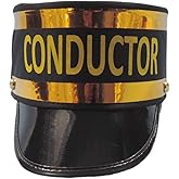 NOVELTY GIANT WWW.NOVELTYGIANT.COM Black Engineer Train Conductor Hat Cap with Gold Lettering and Trim