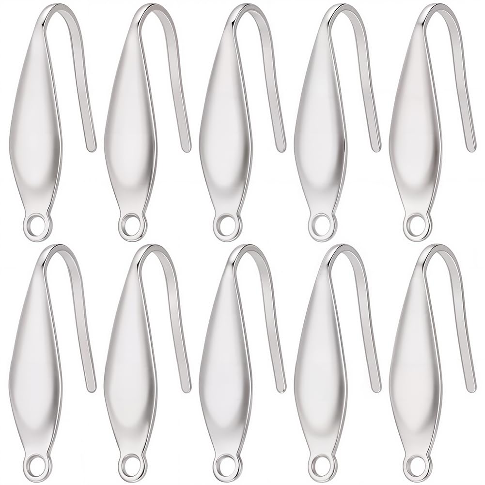 SUNNYCLUE 1 Box 80Pcs Earring Hooks Stainless Steel Earring Findings Earring Hook with Loops Ear Wires Wide Fish Hooks French Earring Hooks for Pierced Ears Jewellery Making Supplies Hypoallergenic