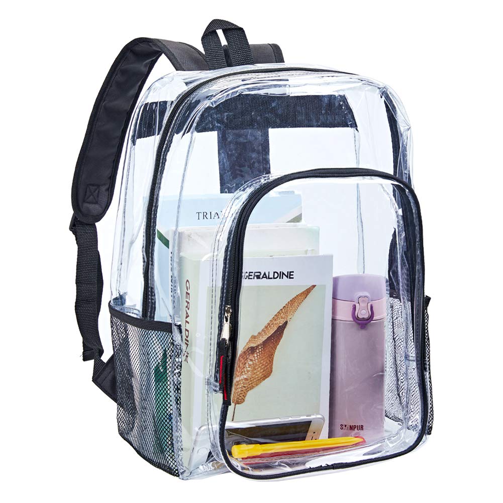Clear Transparent Backpack, Heavy Duty MultiPockets Bookbag, Clear PVC