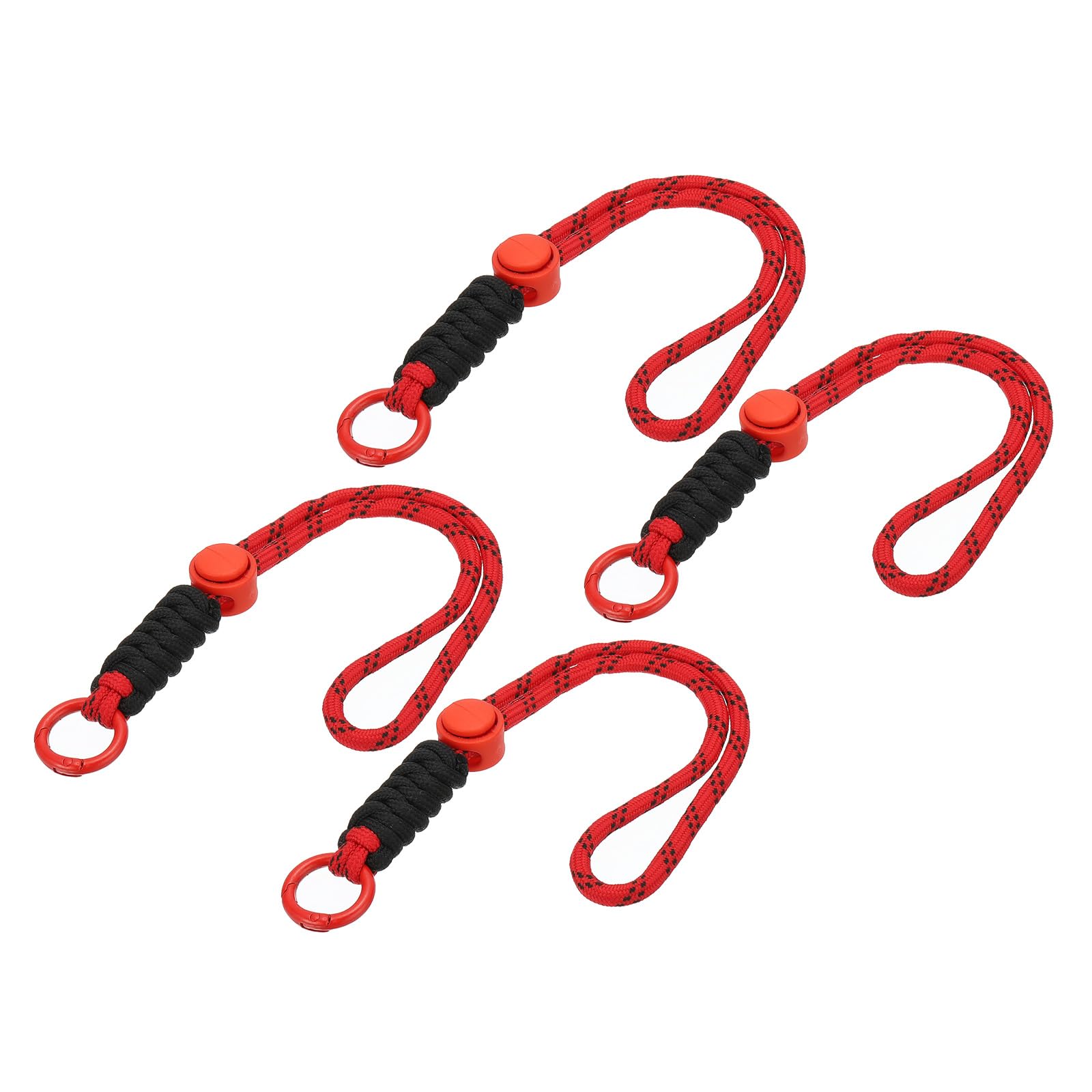 PATIKIL Paracord Lanyard Keychain, 4Pcs Cell Phone Keychain Rope Wrist Lanyards Braided Strap with Spring Ring for Hanging Key, Wavy Design, Red, Black โ image 1