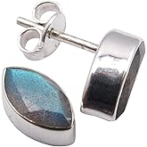 SilverStarJewel Sterling Silver Genuine Labradorite Earrings 0.4" Wholesale Jewelry
